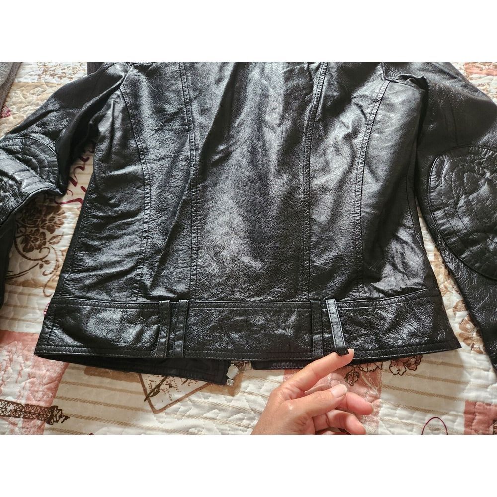 Zara Trf Women's Leather studded motorcycle jacket Black Full-Zip Size S - Picture 11 of 11